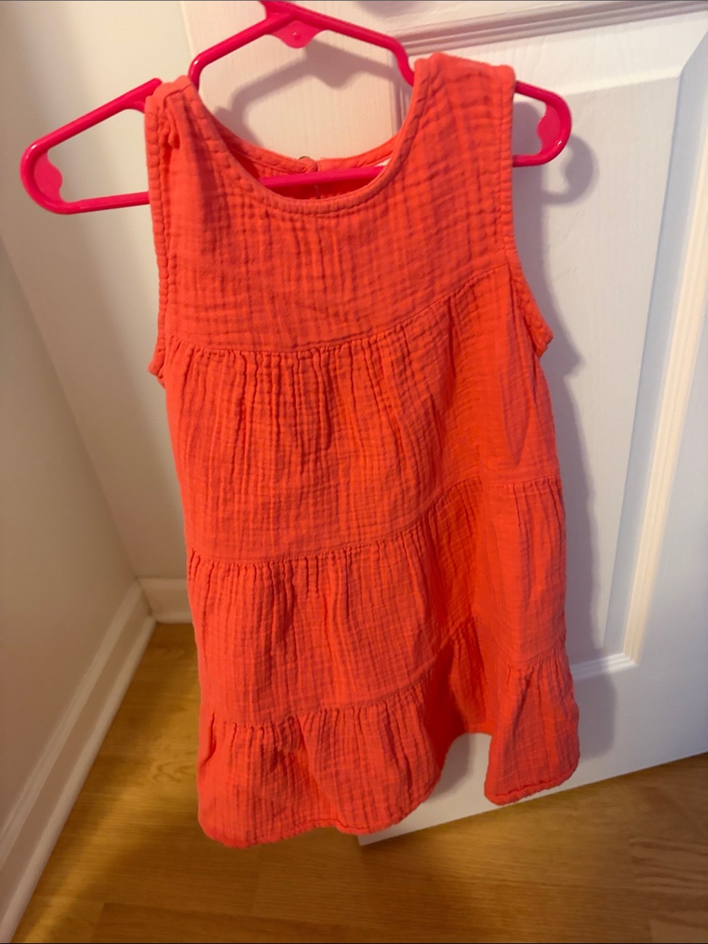 Cat & Jack Bright Orange Tiered Gauze Dress